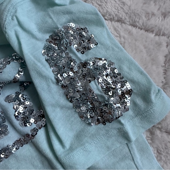 Victoria's Secret PINK | Short Sleeve Seafoam Bling Tee Shirt | Size Medium - Picture 6 of 11